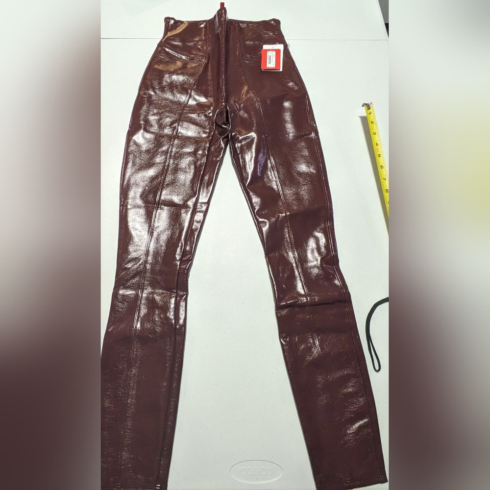 NWT Spanx Faux Patent Leather Leggings Ruby Size S